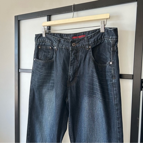 [34x32] Urban Pipeline Men’s Loose Bootcut Dark Wash Denim Jeans - Picture 6 of 9